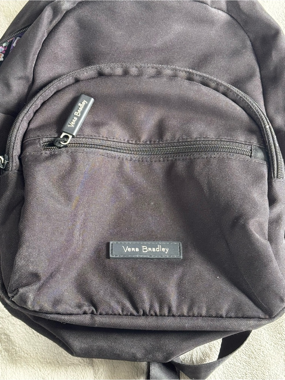 Vera Bradley Black Everyday Backpack with Floral Trim - Picture 2 of 6